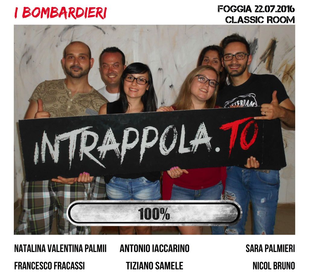 Il gruppo I BOMBARDIERI è fuggito dalla nostra escape room Classic Room