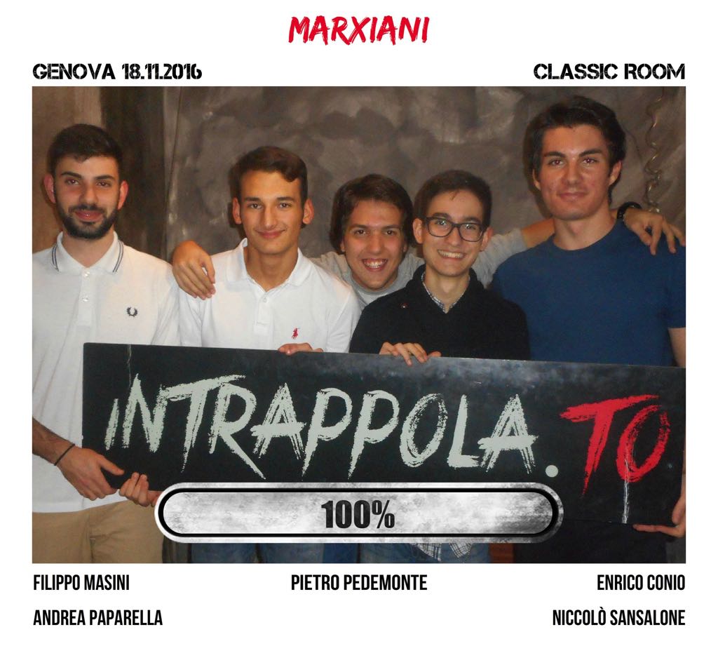 Il gruppo Marxiani è fuggito dalla nostra escape room 