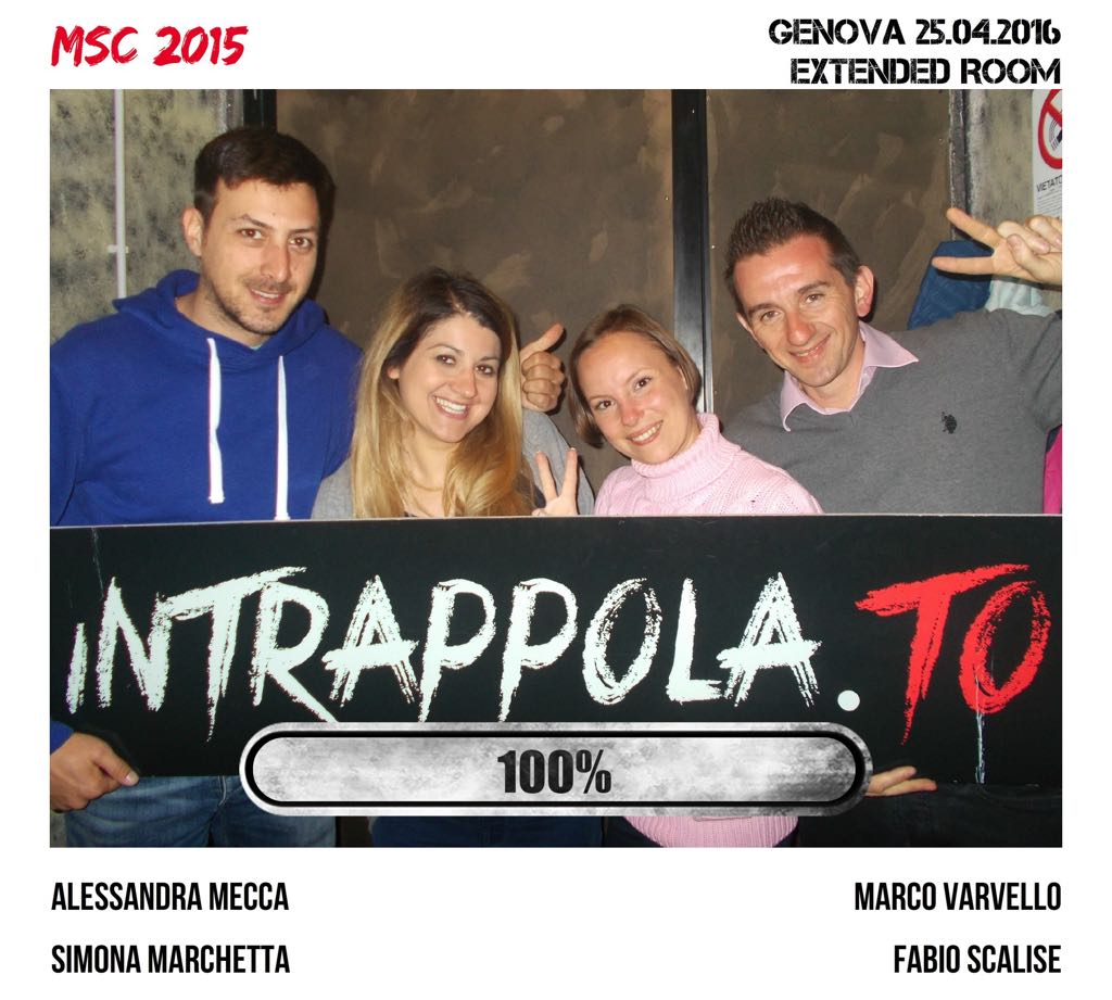 Il gruppo MSC 2015 è fuggito dalla nostra escape room Extended Room