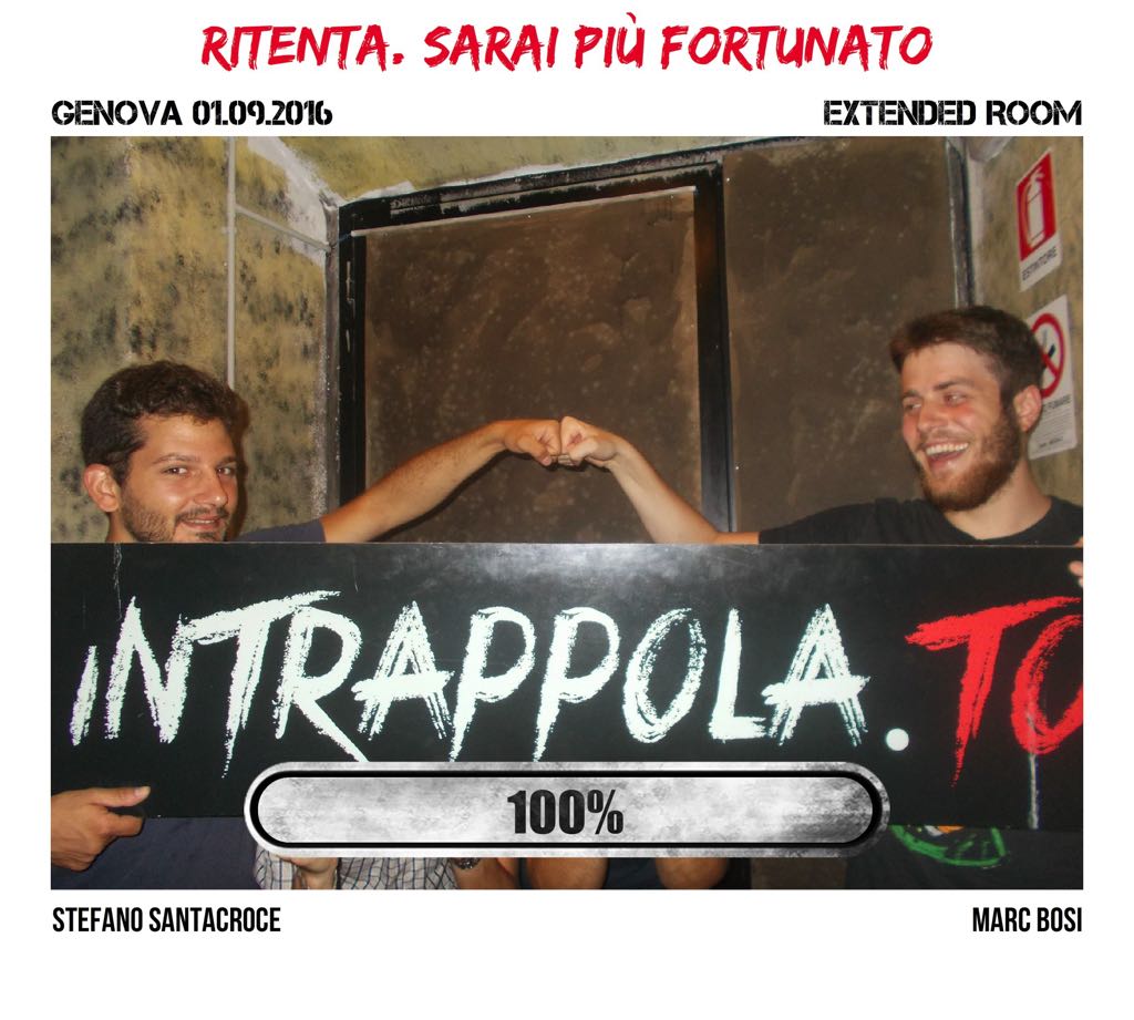 Il gruppo Ritenta. Sarai più fortunato è fuggito dalla nostra escape room Extended Room