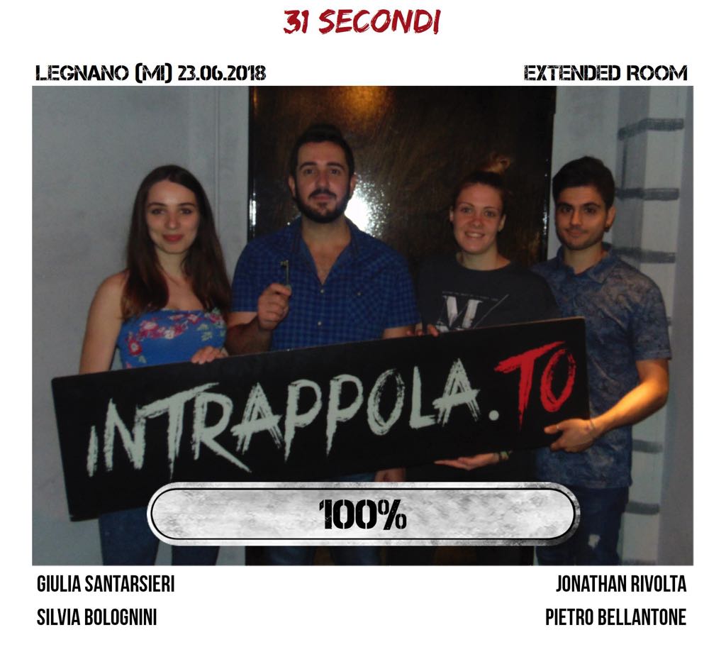 Il gruppo 31 secondi è fuggito dalla nostra escape room Extended Room