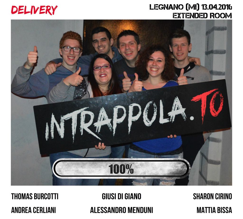 Il gruppo Delivery  è fuggito dalla nostra escape room Extended Room