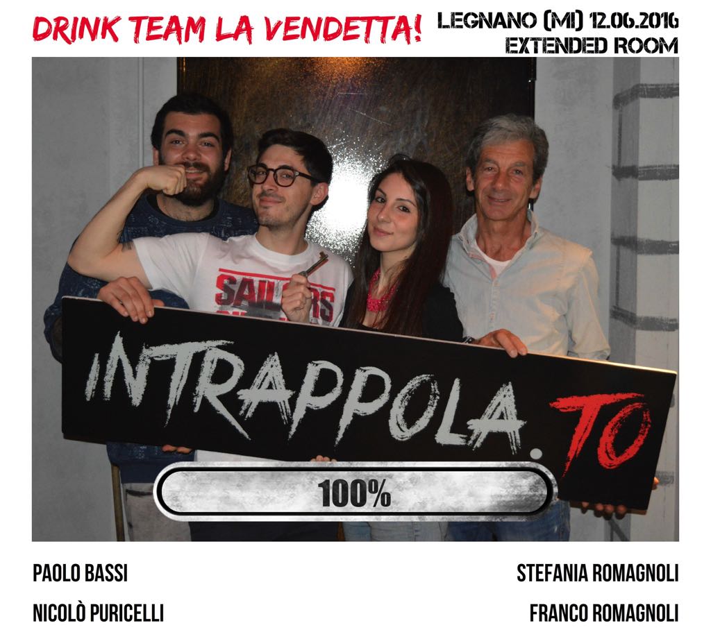 Il gruppo Drink Team LA VENDETTA! è fuggito dalla nostra escape room Extended Room