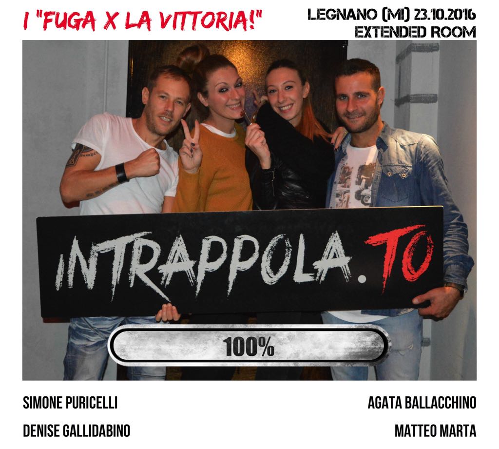 Il gruppo I "Fuga x la vittoria!" è fuggito dalla nostra escape room Extended Room