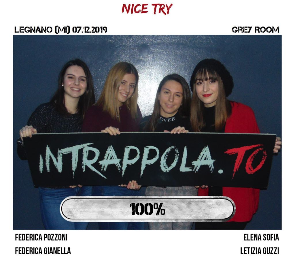 Il gruppo Nice Try è fuggito dalla nostra escape room Grey Room