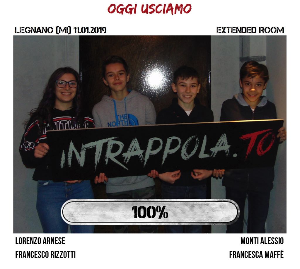 Il gruppo oggi usciamo è fuggito dalla nostra escape room Extended Room