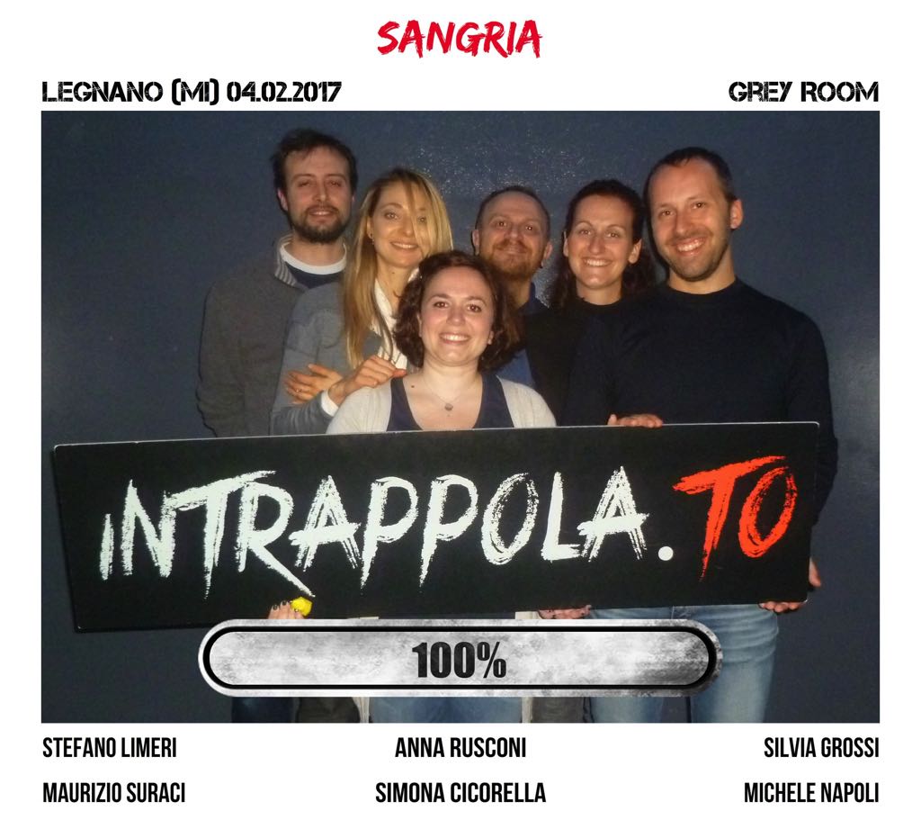 Il gruppo Sangria è fuggito dalla nostra escape room Grey Room