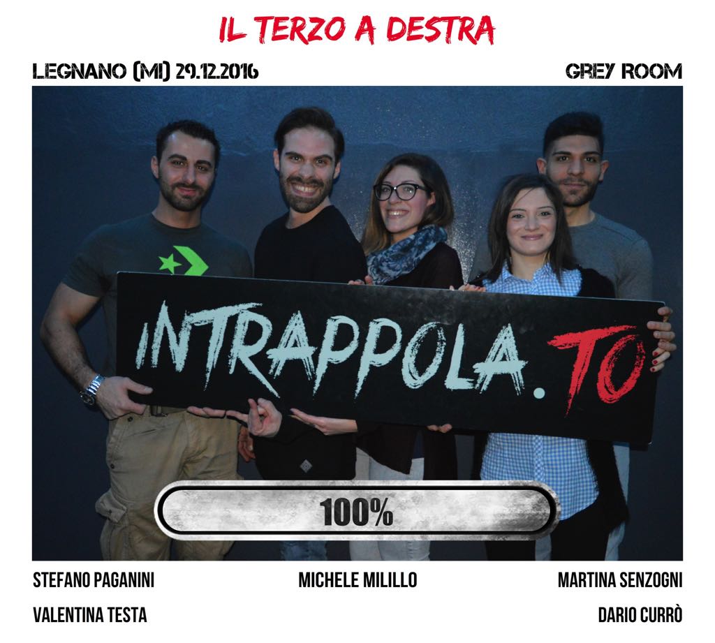 Il gruppo il terzo a destra è fuggito dalla nostra escape room Grey Room