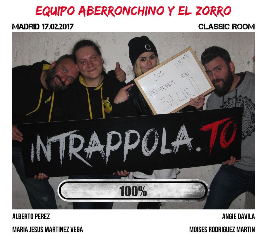 Il gruppo Equipo Aberronchino y El Zorro è fuggito dalla nostra escape room Classic Room