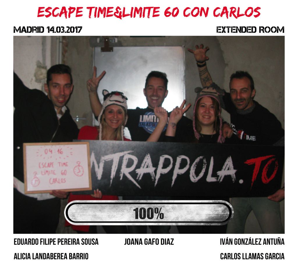 Il gruppo Escape Time&Limite 60 con carl è fuggito dalla nostra escape room Extended Room