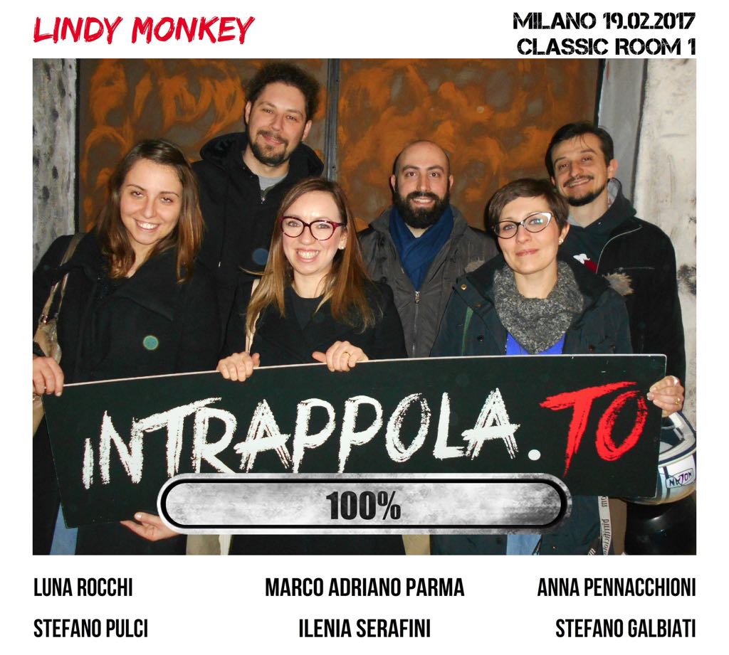 Il gruppo LINDY MONKEY è fuggito dalla nostra escape room Classic Room