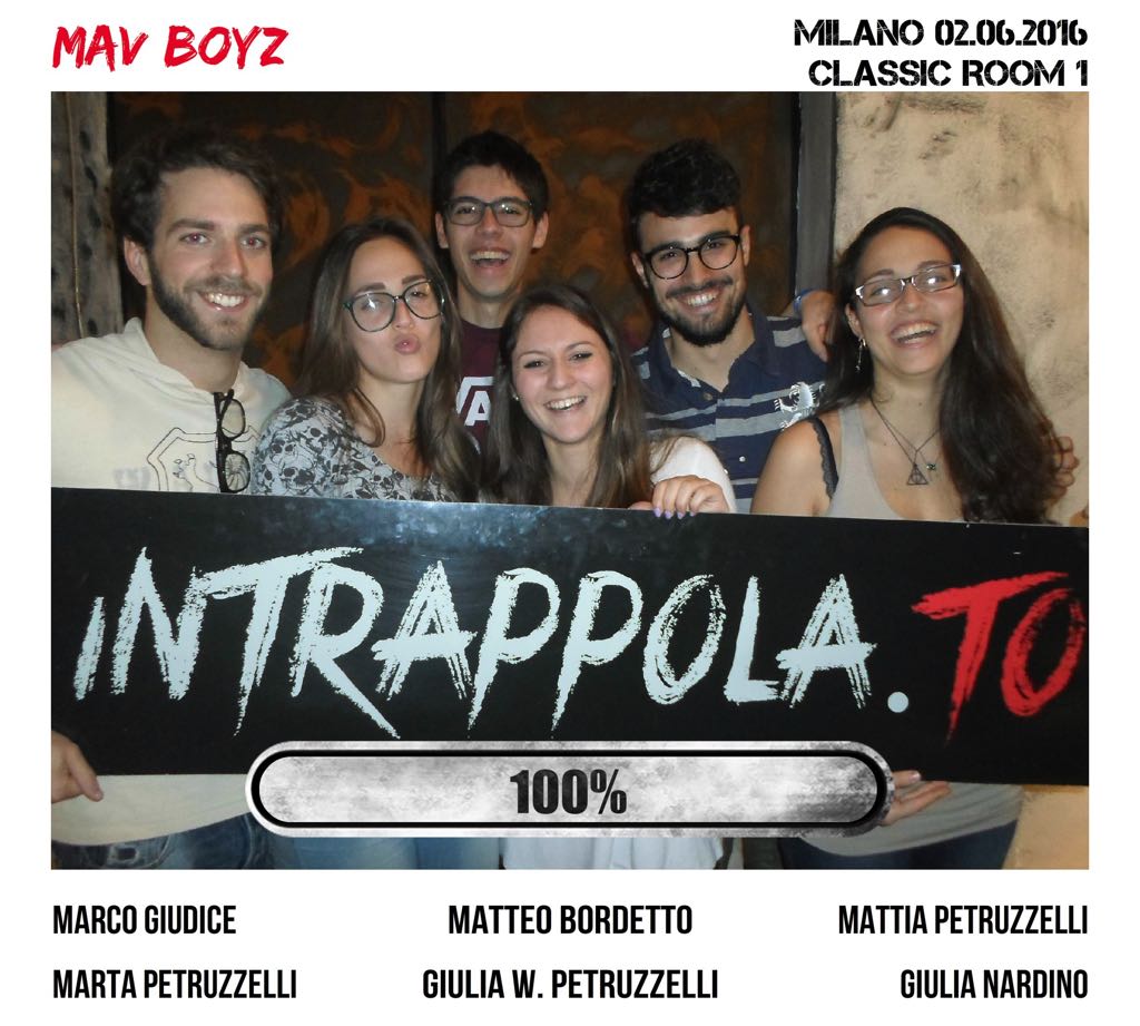 Il gruppo Mav Boyz è fuggito dalla nostra escape room Classic Room