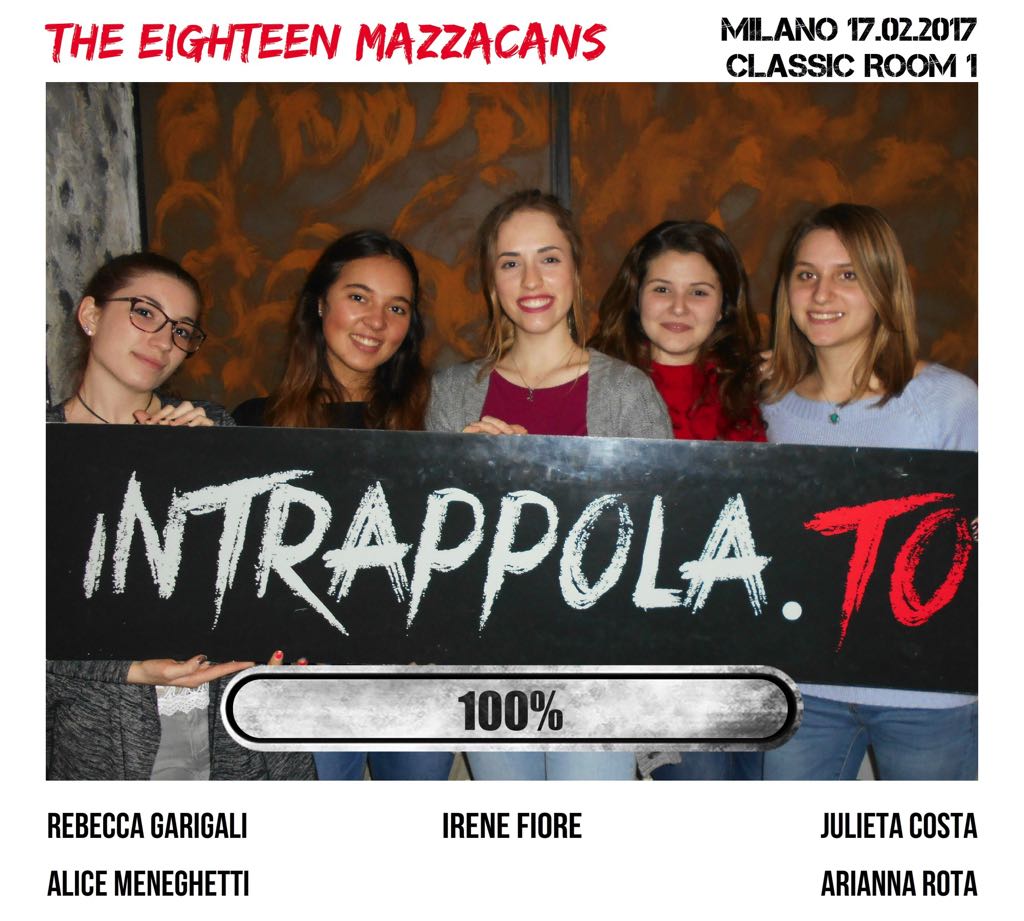 Il gruppo The Eighteen Mazzacans è fuggito dalla nostra escape room Classic Room