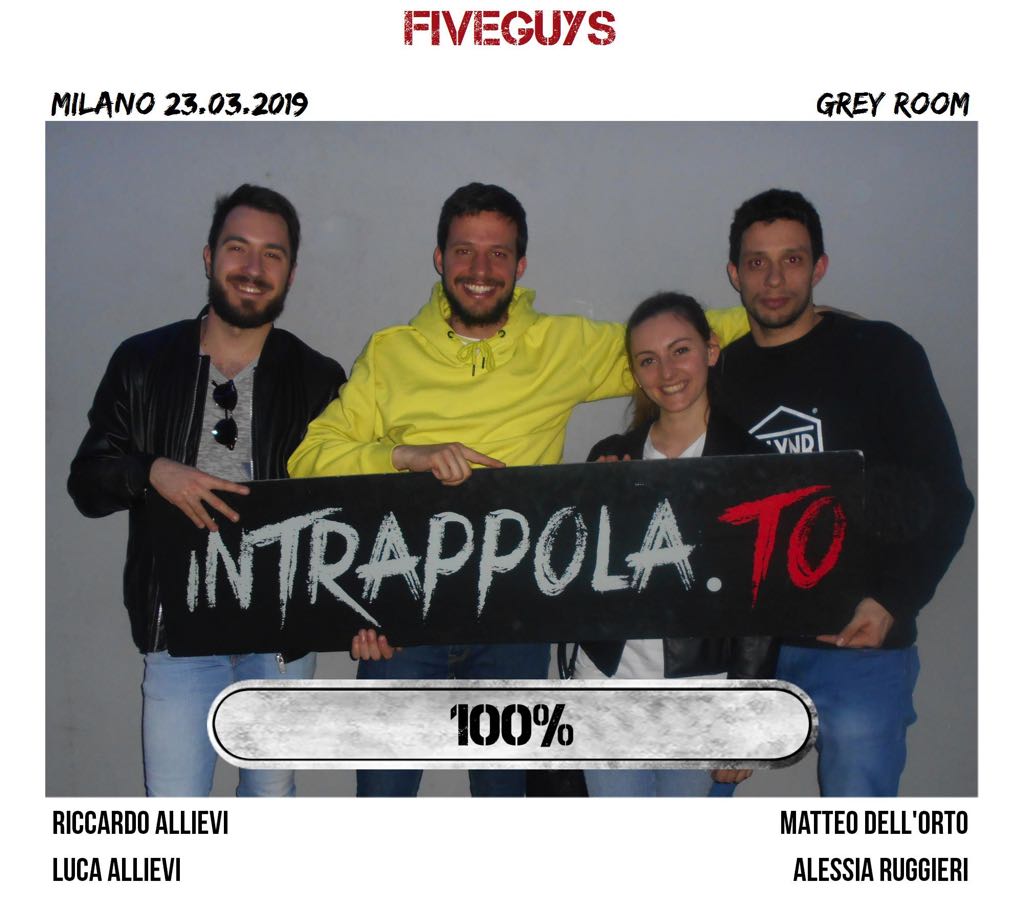 Il gruppo Fiveguys è fuggito dalla nostra escape room Grey Room