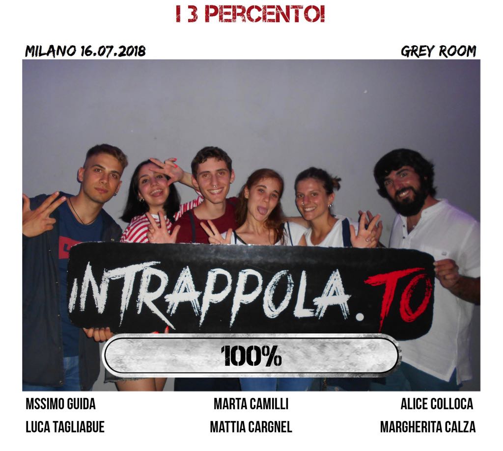 Il gruppo I 3 Percento! è fuggito dalla nostra escape room Grey Room