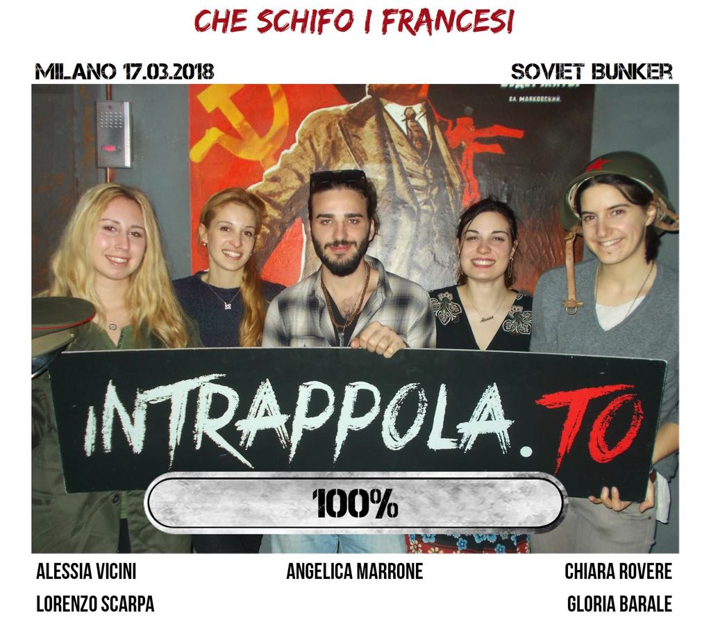 Il gruppo Che schifo i francesi è fuggito dalla nostra escape room Soviet Bunker