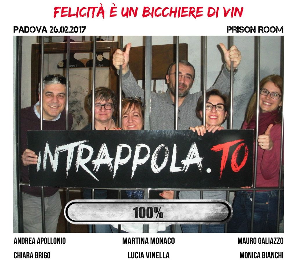 Il gruppo Felicità è un bicchiere di vin è fuggito dalla nostra escape room Prison Room
