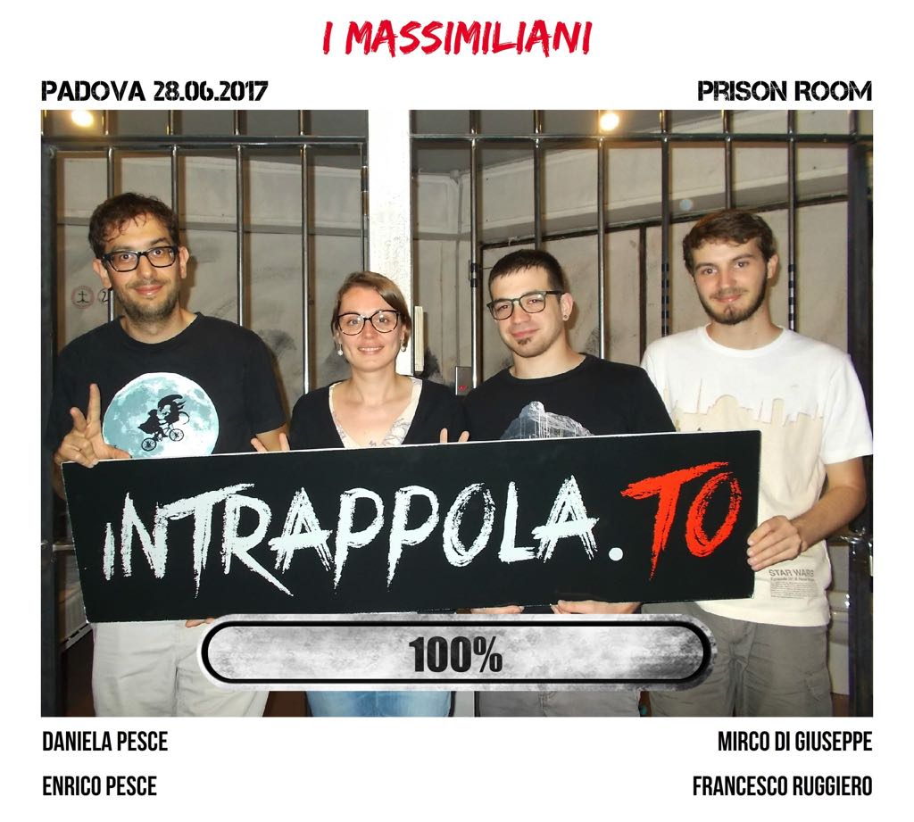 Il gruppo I massimiliani è fuggito dalla nostra escape room Prison Room