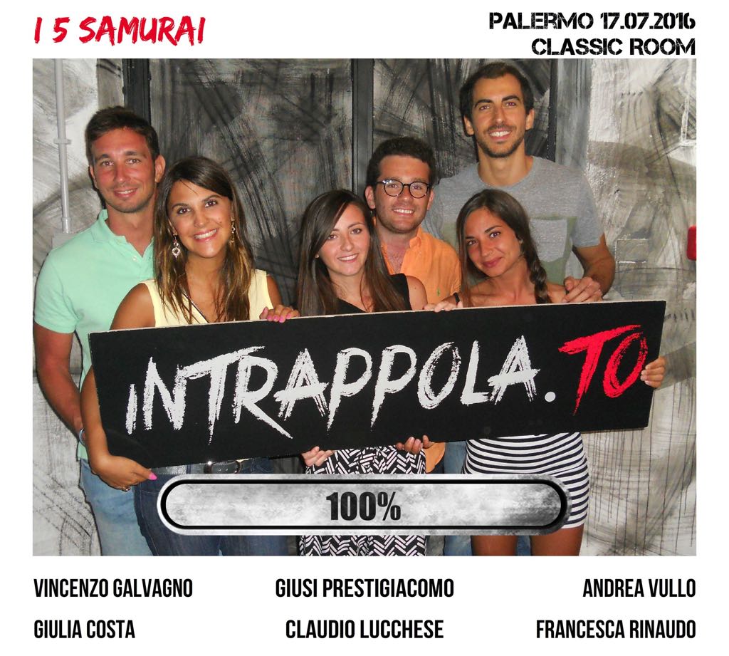 Il gruppo I 5 Samurai è fuggito dalla nostra escape room Classic Room