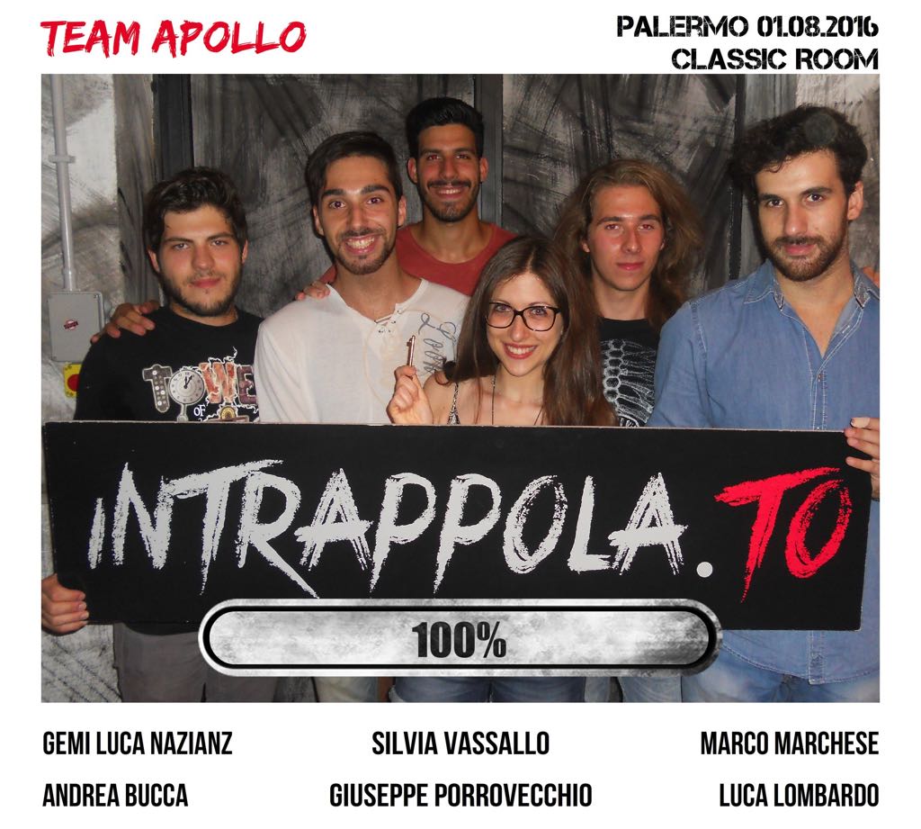 Il gruppo Team Apollo è fuggito dalla nostra escape room Classic Room