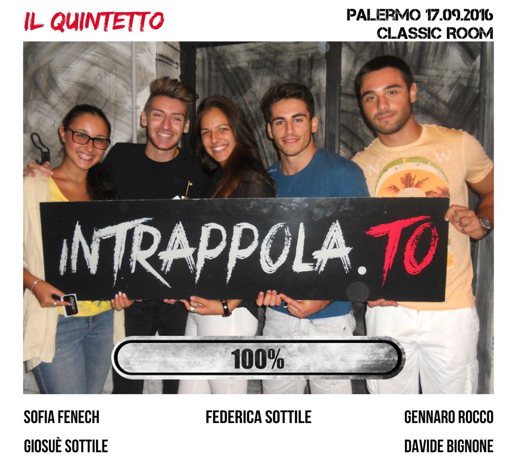 Il gruppo il quintetto è fuggito dalla nostra escape room Classic Room