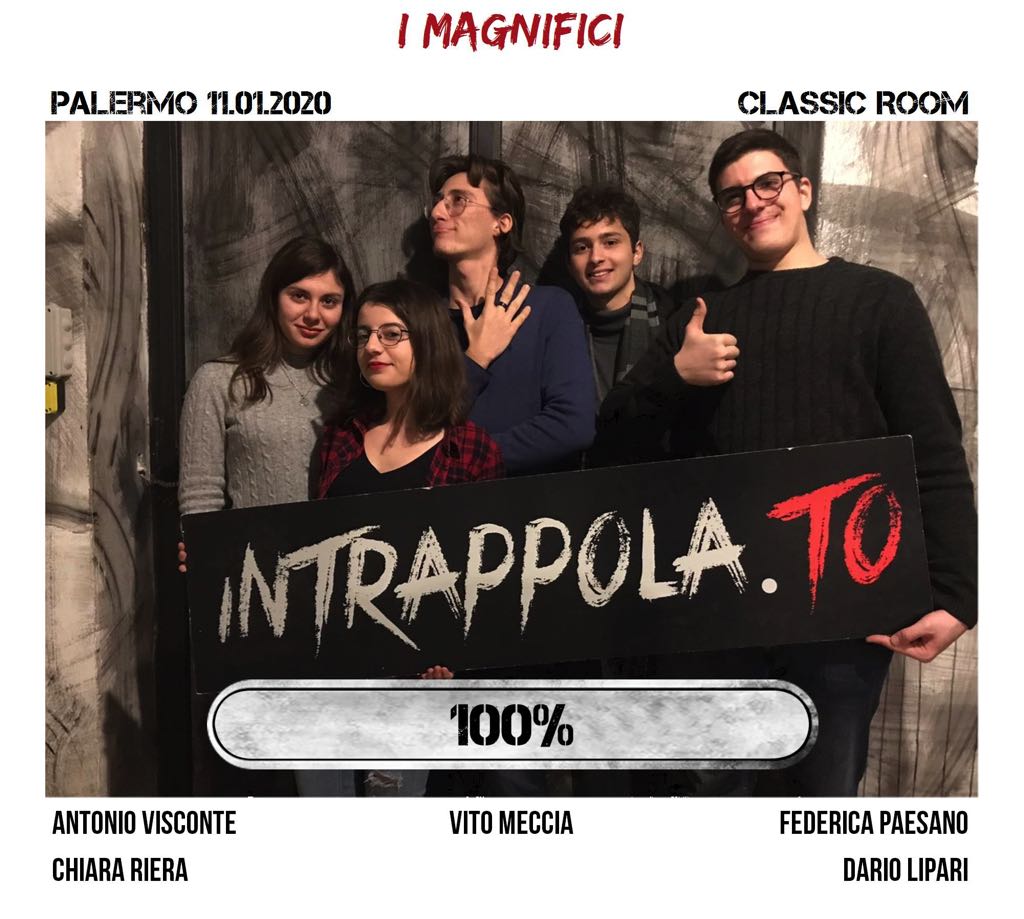 Il gruppo I Magnifici è fuggito dalla nostra escape room Classic Room