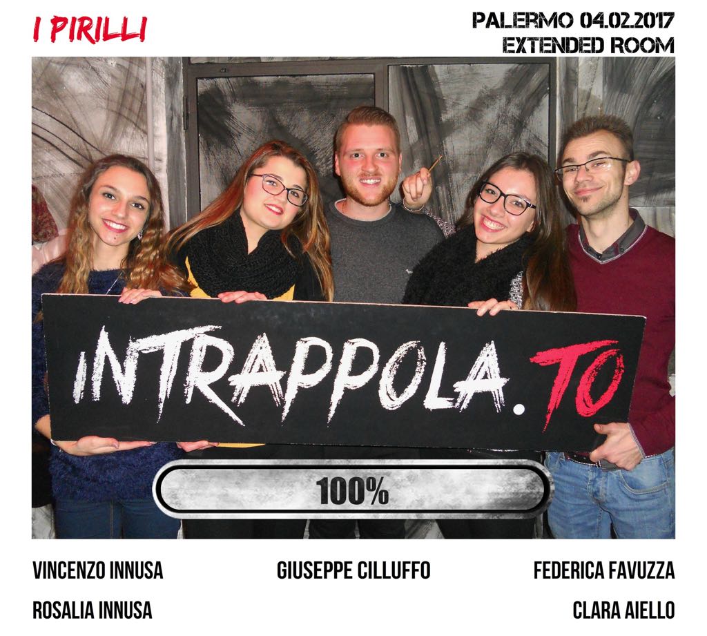 Il gruppo I Pirilli è fuggito dalla nostra escape room Extended Room