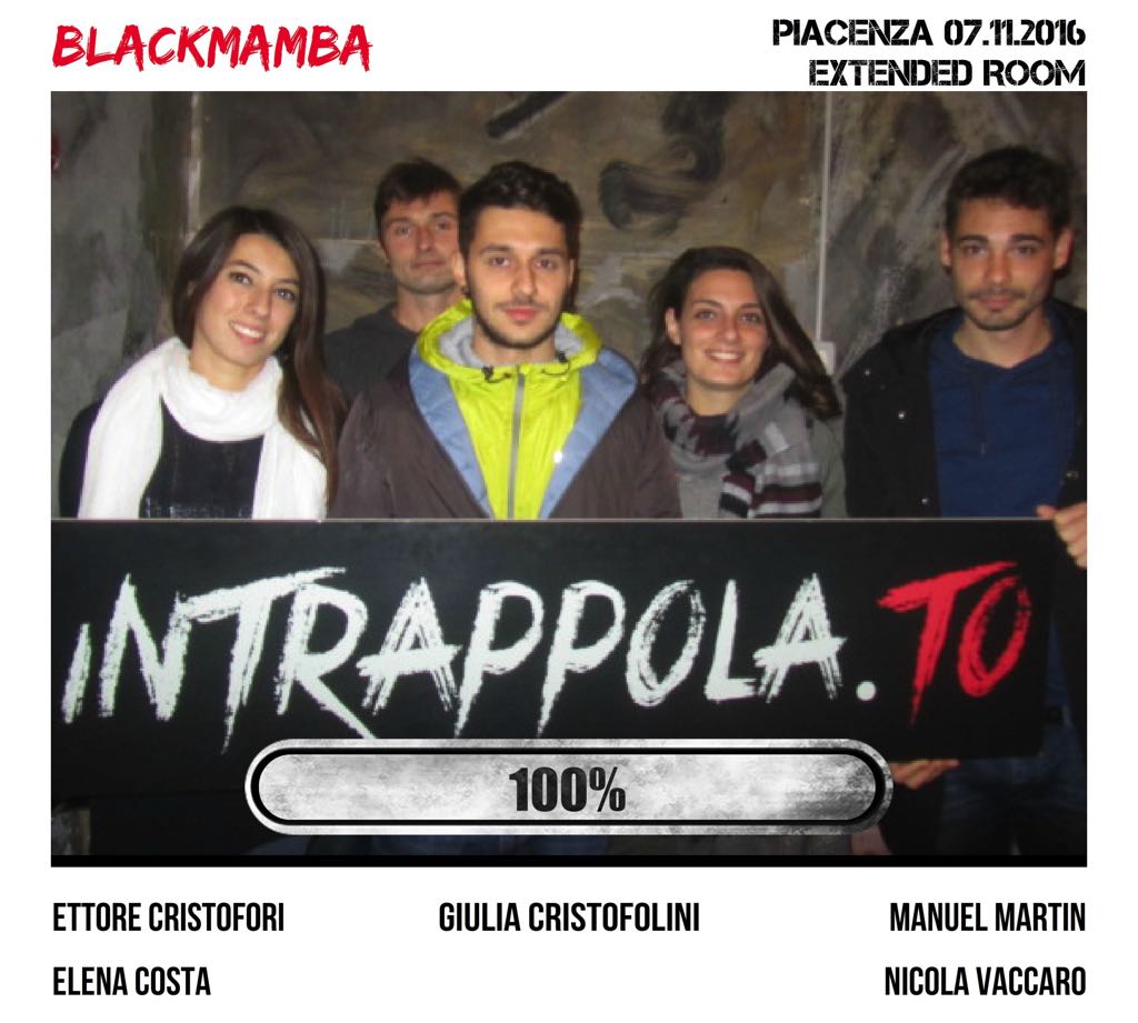 Il gruppo Blackmamba è fuggito dalla nostra escape room Extended Room