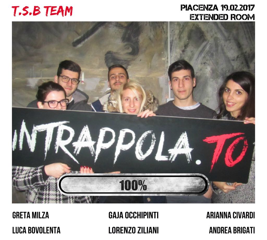 Il gruppo T.S.B TEAM è fuggito dalla nostra escape room Extended Room