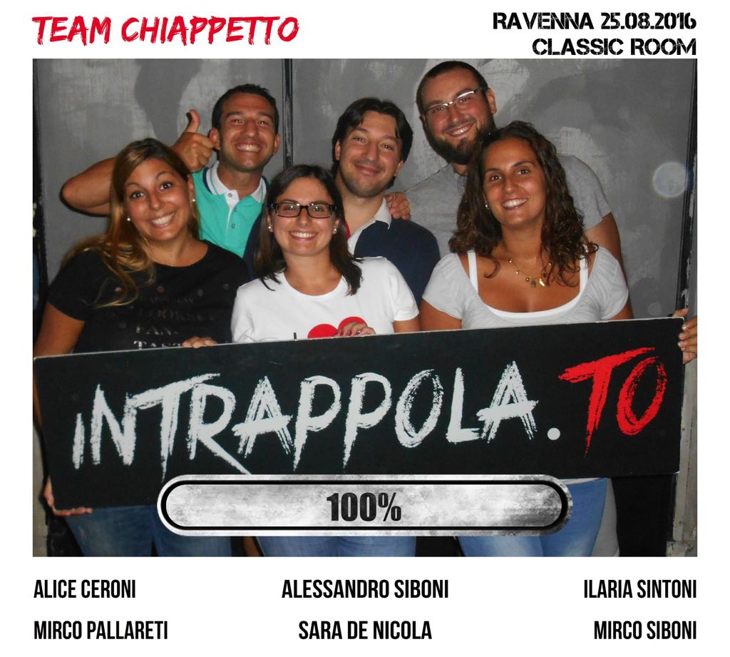 Il gruppo Team Chiappetto è fuggito dalla nostra escape room Classic Room