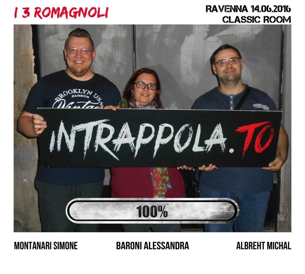 Il gruppo i 3 romagnoli è fuggito dalla nostra escape room Classic Room