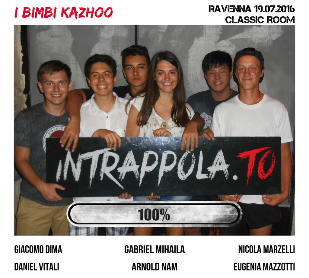 Il gruppo i bimbi kazhoo è fuggito dalla nostra escape room Classic Room