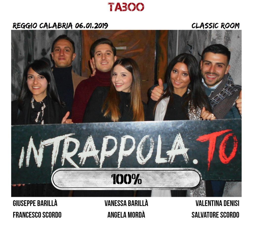 Il gruppo Taboo è fuggito dalla nostra escape room Classic Room