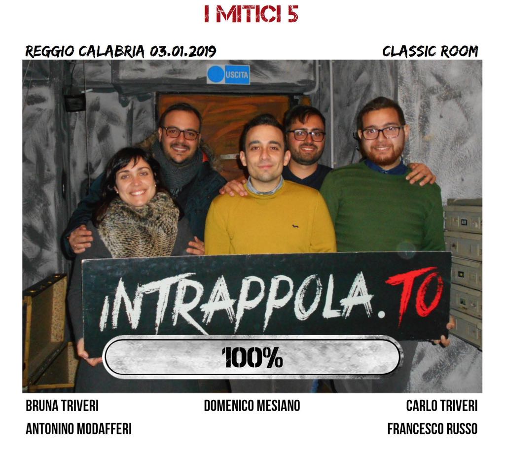 Il gruppo i mitici 5 è fuggito dalla nostra escape room Classic Room