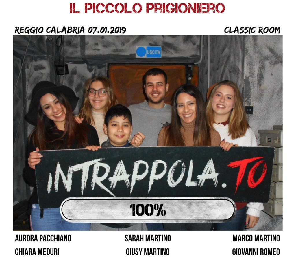 Il gruppo il piccolo prigioniero è fuggito dalla nostra escape room Classic Room