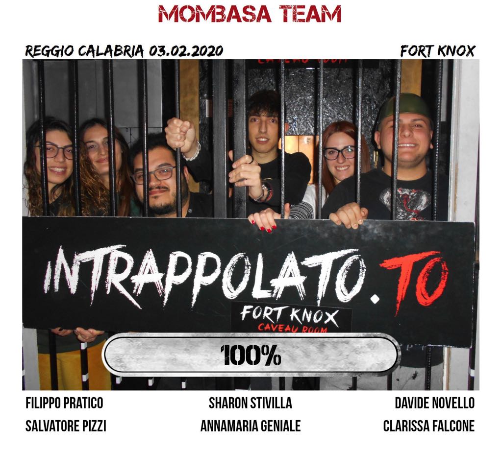 Il gruppo mombasa team è fuggito dalla nostra escape room Fort Knox