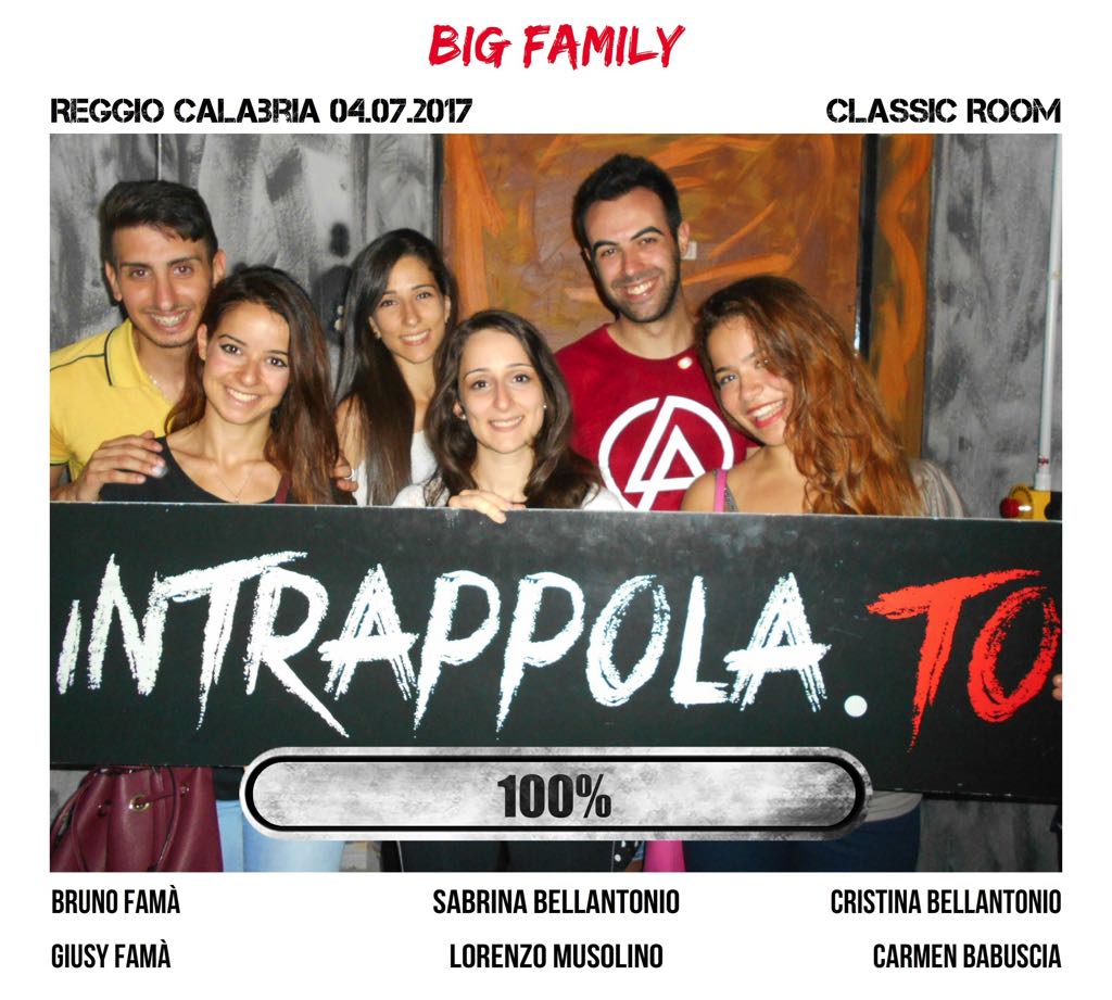 Il gruppo BIG FAMILY è fuggito dalla nostra escape room Classic Room