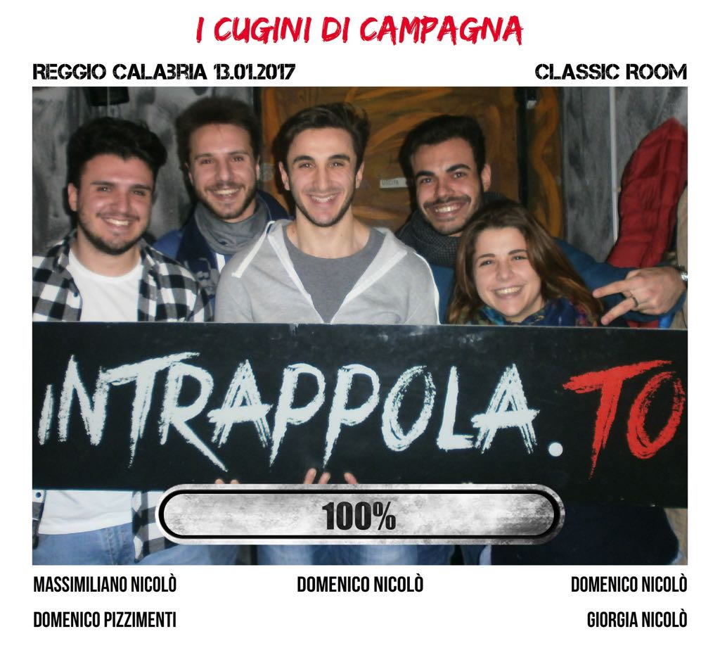 Il gruppo i cugini di campagna è fuggito dalla nostra escape room Classic Room