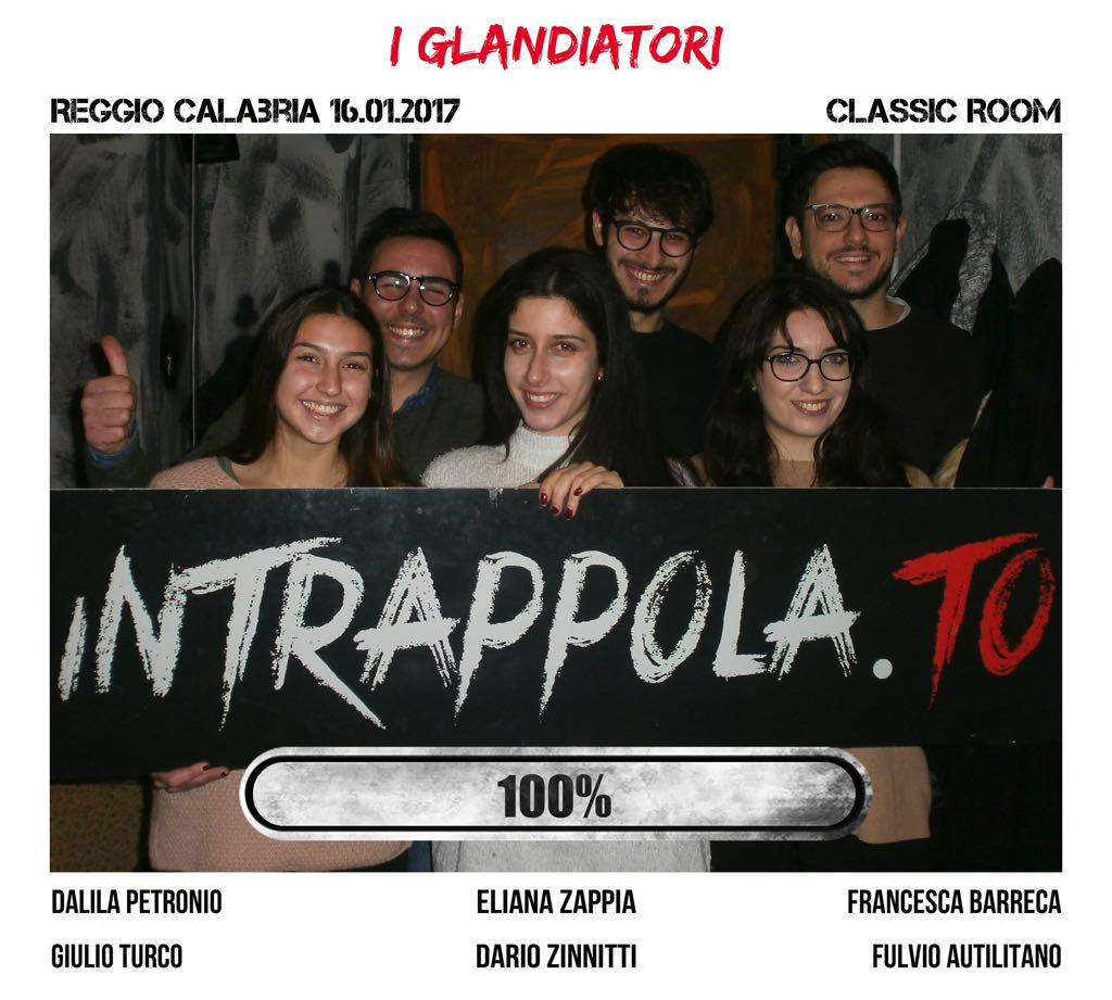 Il gruppo i glandiatori è fuggito dalla nostra escape room Classic Room