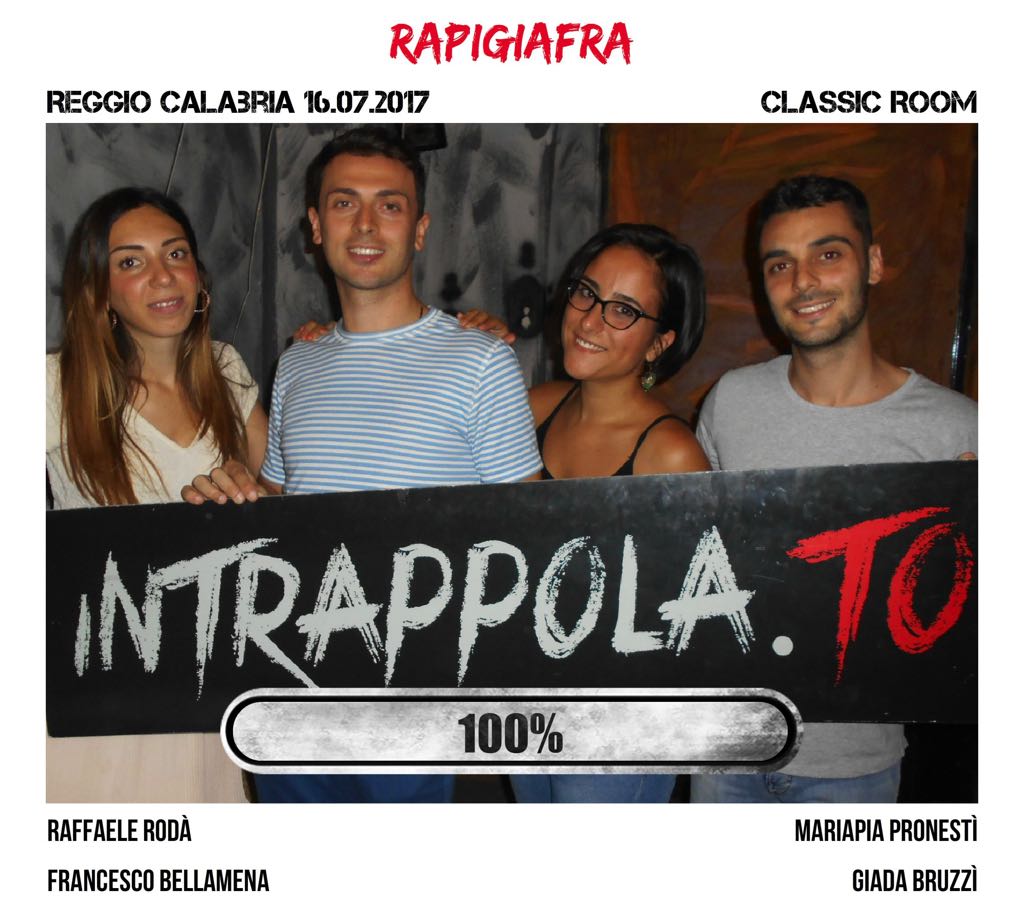 Il gruppo rapigiafra è fuggito dalla nostra escape room Classic Room