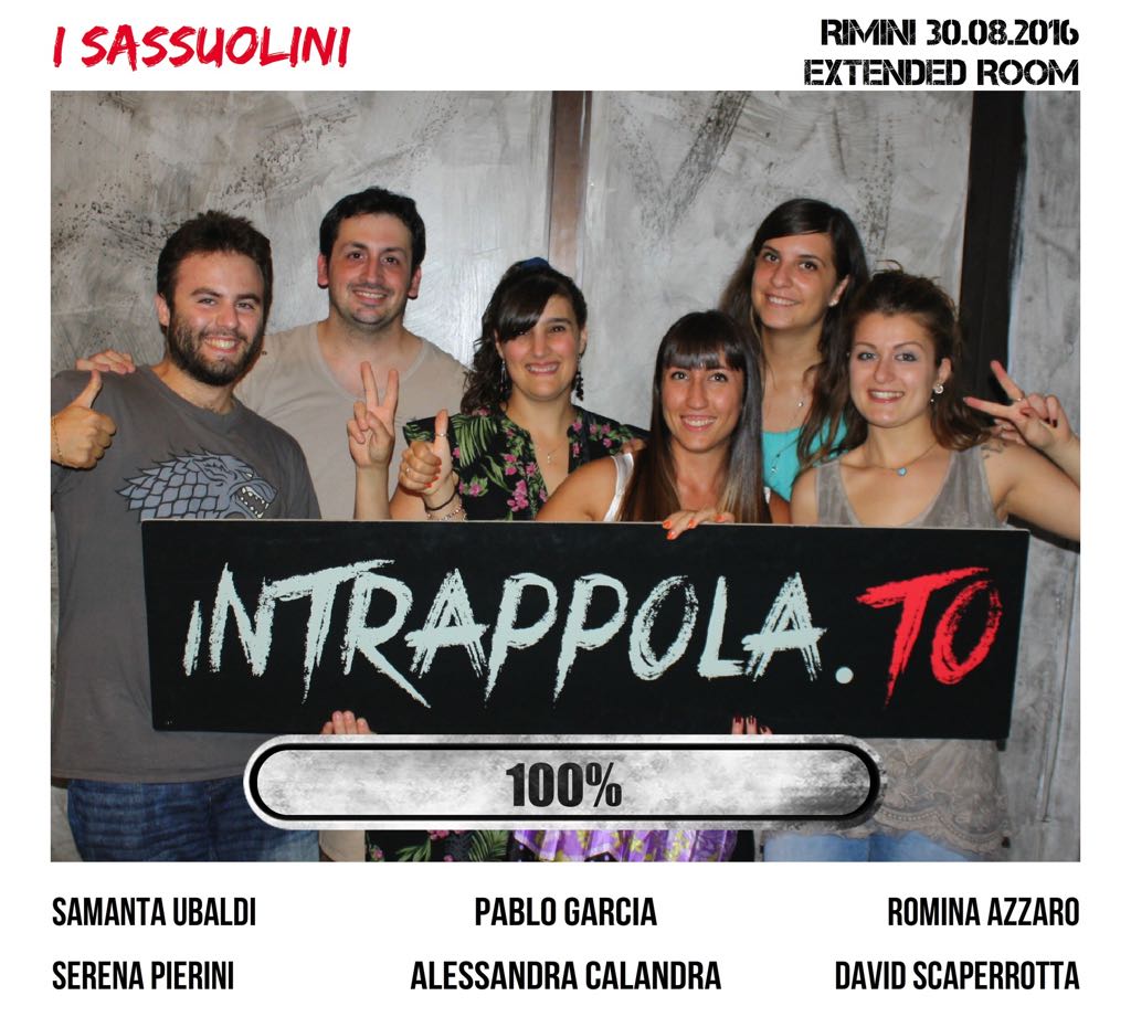 Il gruppo I SASSUOLINI è fuggito dalla nostra escape room Extended Room