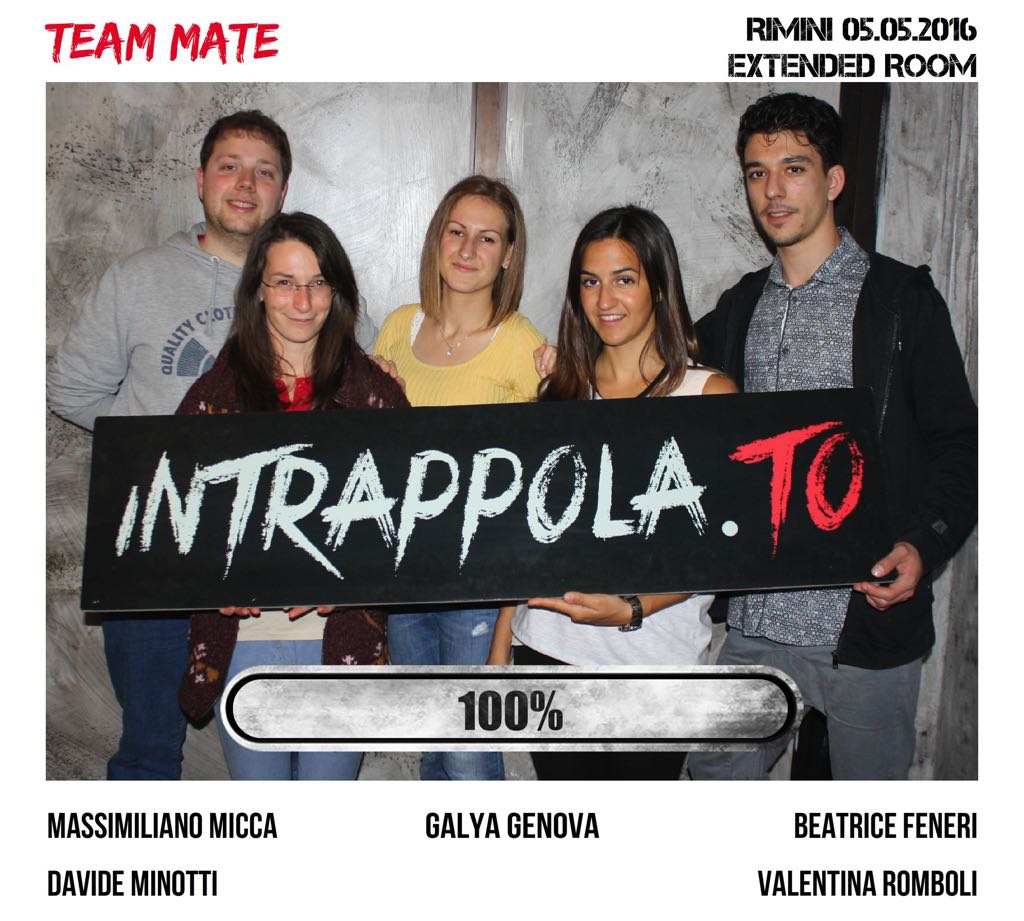 Il gruppo Team mate è fuggito dalla nostra escape room Extended Room