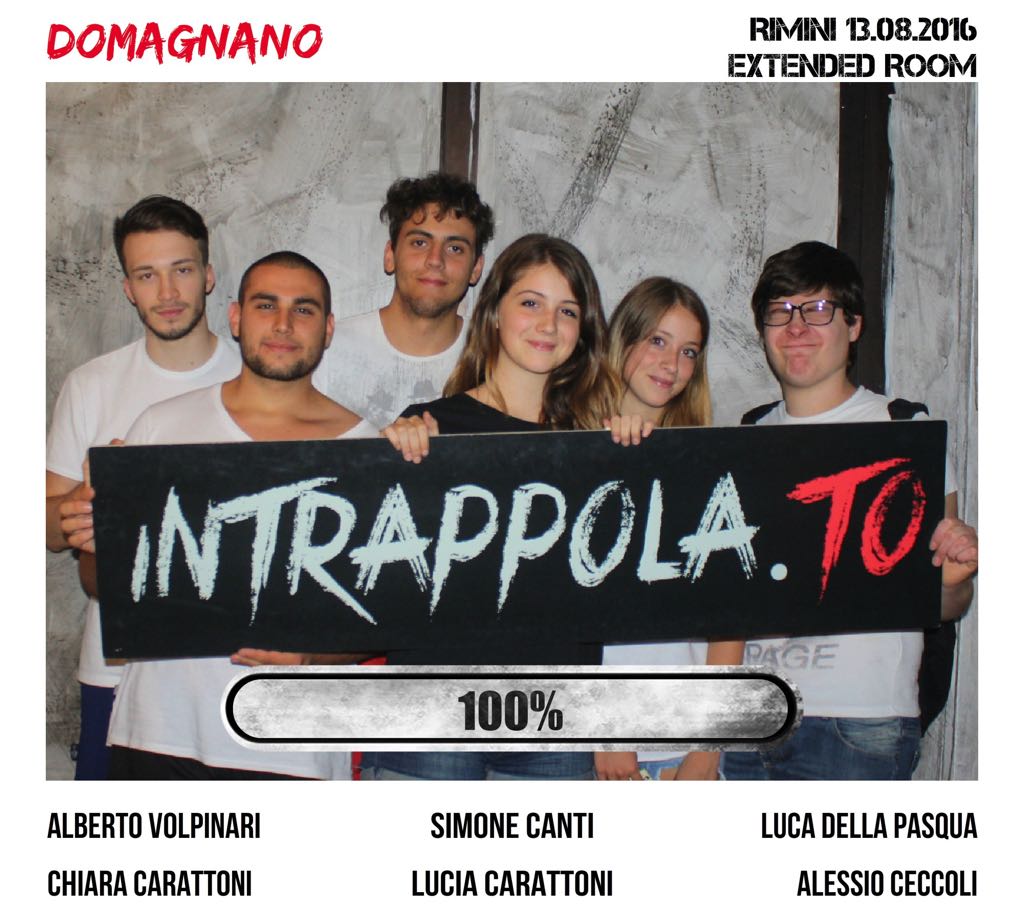 Il gruppo domagnano è fuggito dalla nostra escape room Extended Room