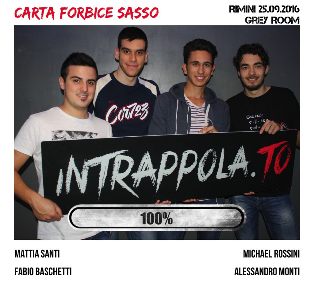 Il gruppo Carta Forbice Sasso è fuggito dalla nostra escape room Grey Room
