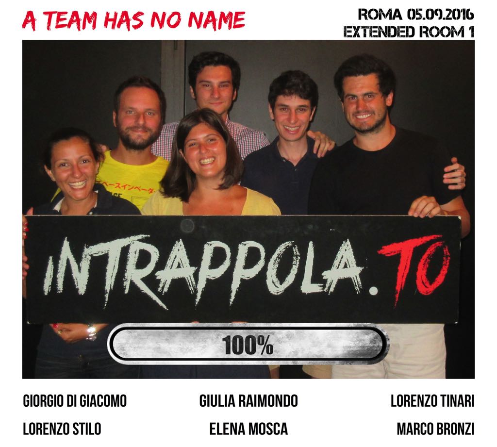 Il gruppo A team has no name è fuggito dalla nostra escape room Extended Room
