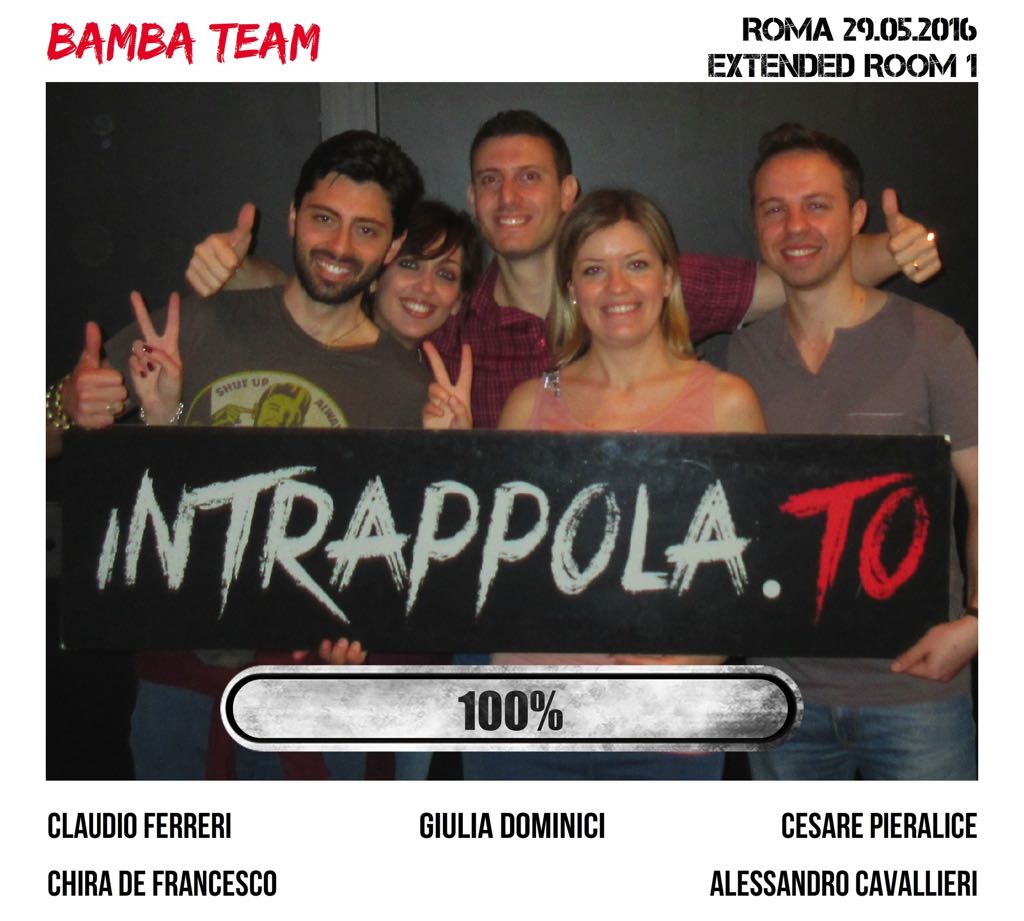 Il gruppo Bamba Team è fuggito dalla nostra escape room Extended Room
