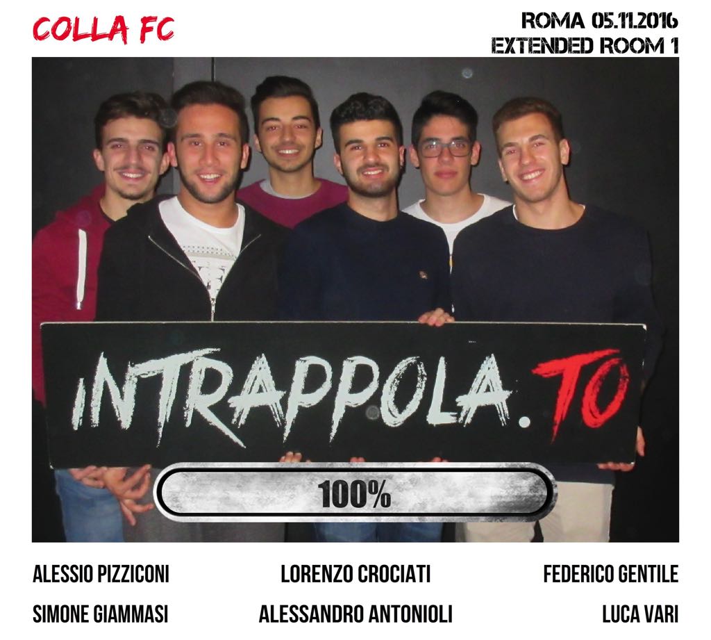 Il gruppo Colla Fc è fuggito dalla nostra escape room Extended Room