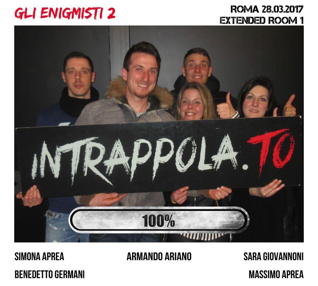 Il gruppo Gli Enigmisti 2 è fuggito dalla nostra escape room Extended Room