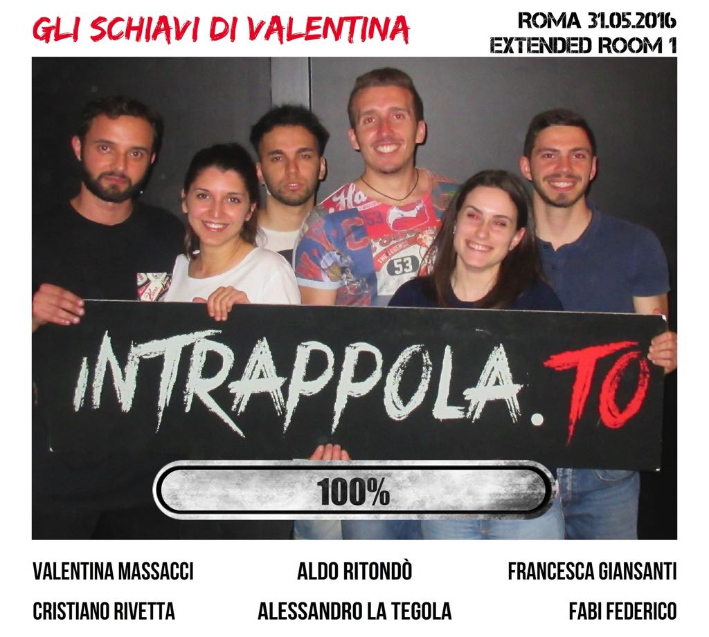 Il gruppo Gli schiavi di Valentina è fuggito dalla nostra escape room Extended Room