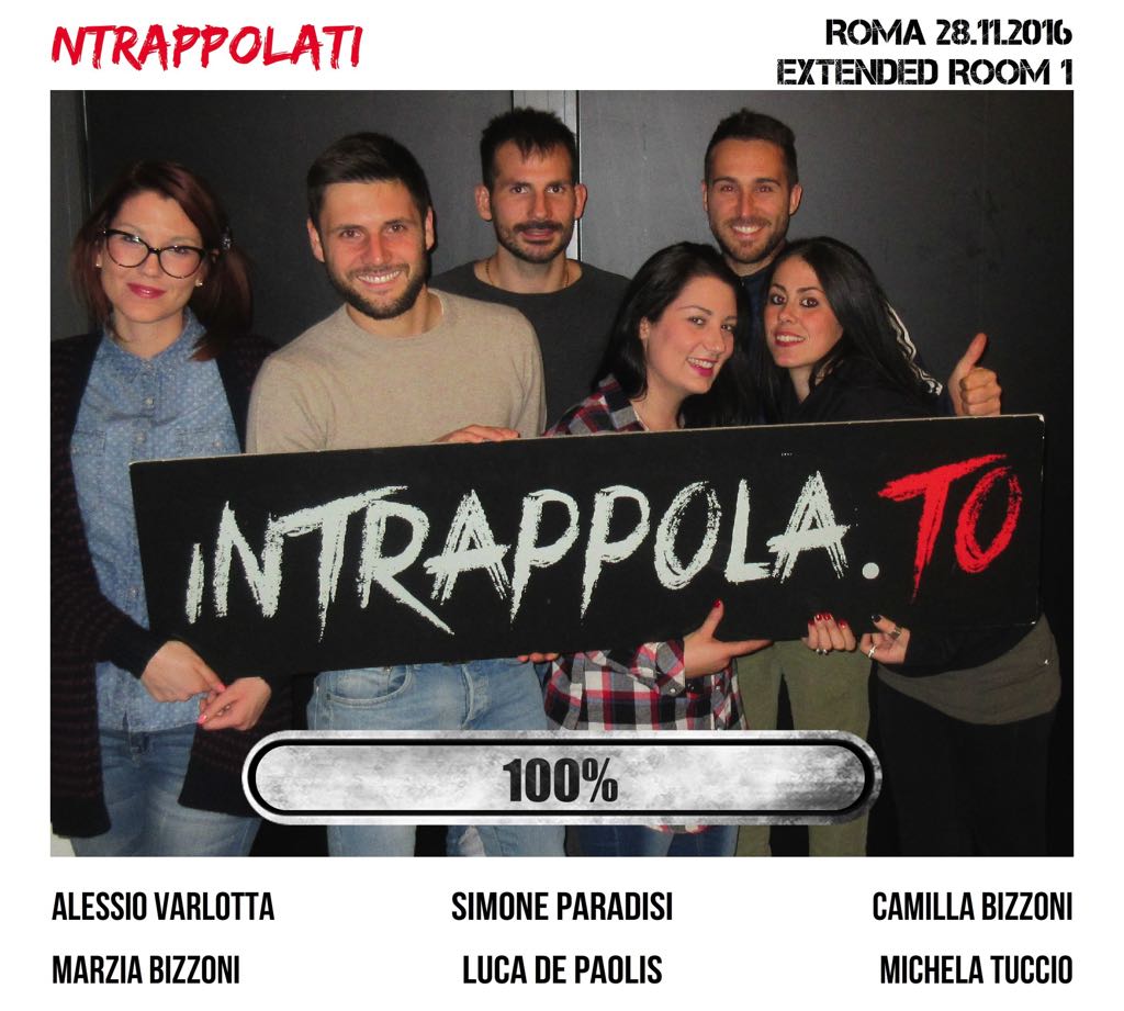 Il gruppo Ntrappolati è fuggito dalla nostra escape room Extended Room